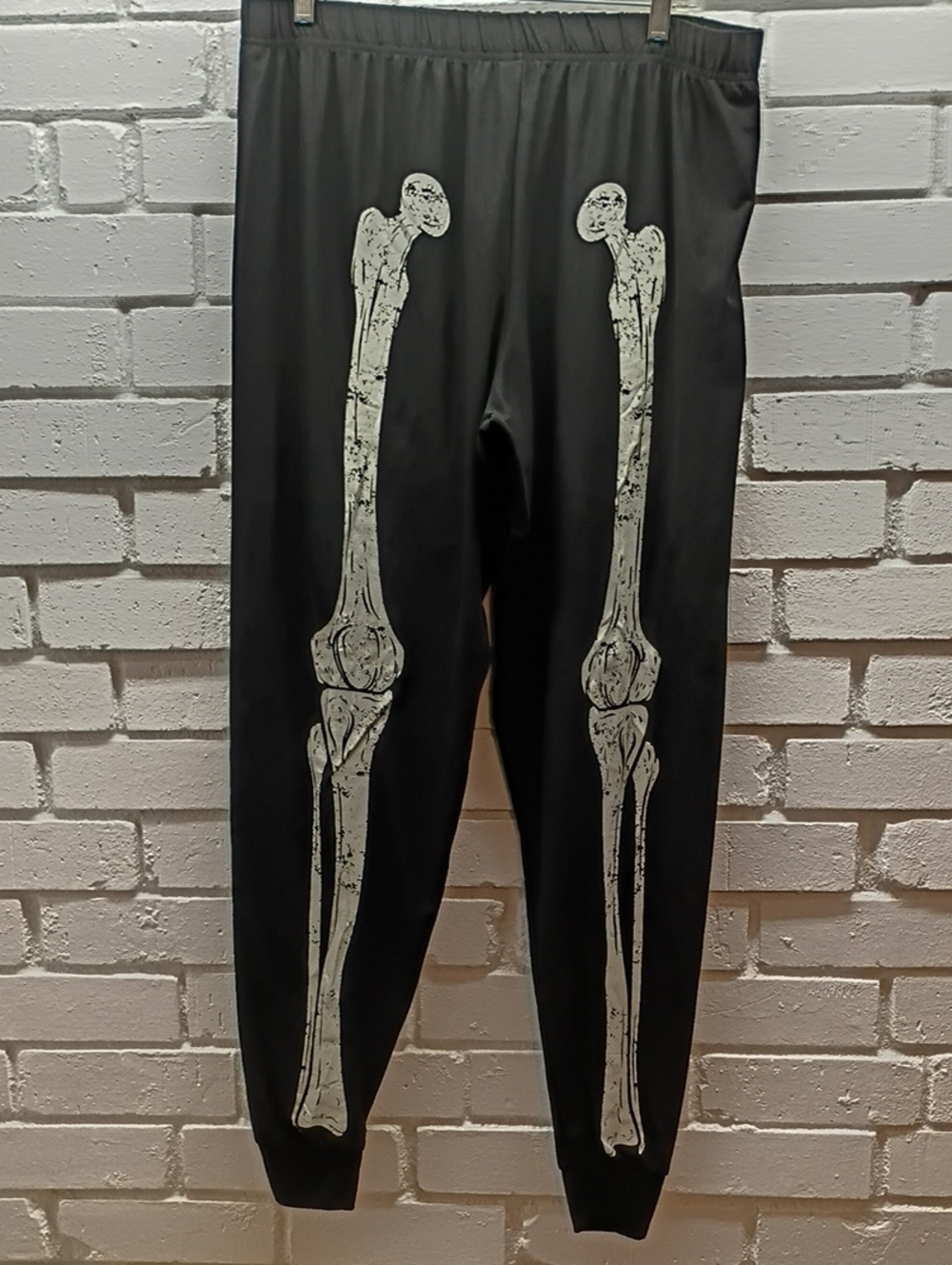 Spirit Unisex Size XL Black Elastic Waist Pants w/Bone Skeleton Design NWOT